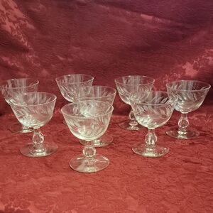 Libby Glass Company Wheat (Stem 3003 Cut) Champagne/Tall Sherbert Glasses Set /8